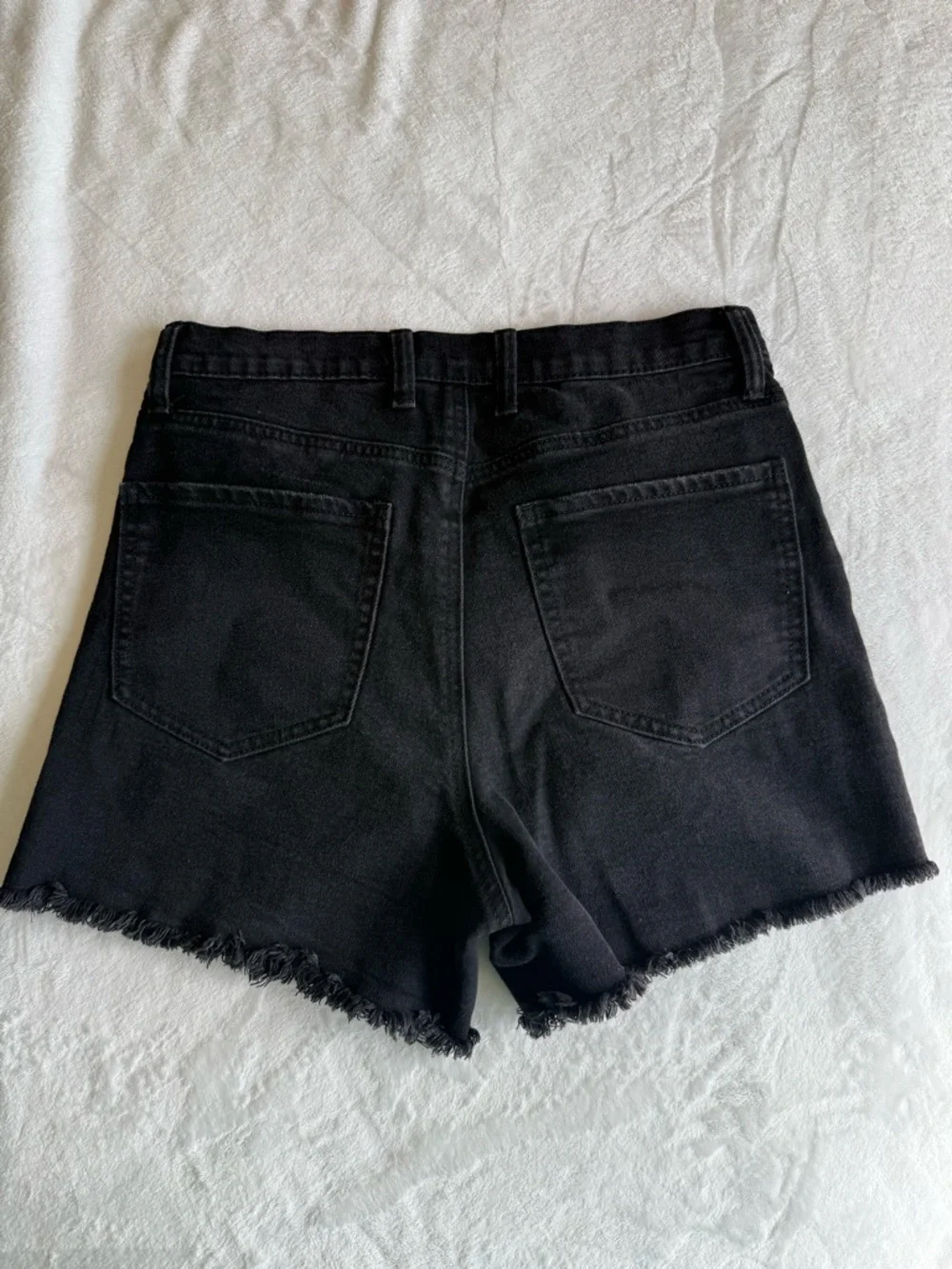 Celebrity Pink Black Frayed Hem Denim Shorts - Picture 2 of 8